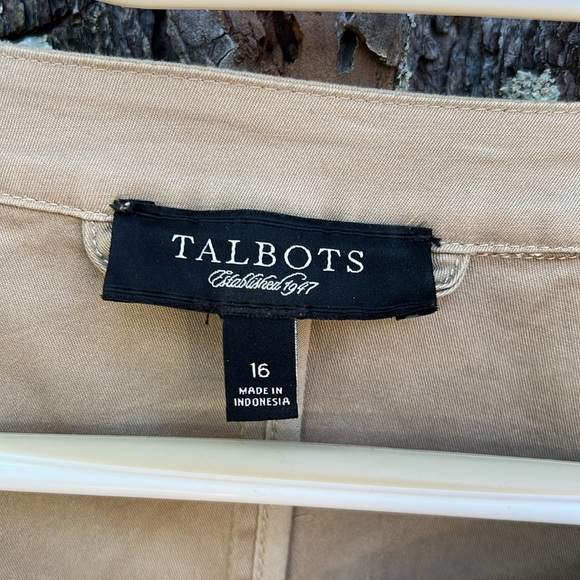 EUC Talbots Ruffle Front Button Jacket Tan Khaki 16 - Picture 7 of 14